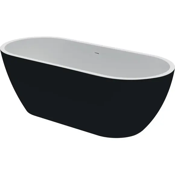 Акриловая ванна Koller Pool AquaLuxe White/Matt Black 0202261501 (170x75 см, белая/черная, отдельностоящая, с ножками и сифоном), Цвет производителя: белый, черный, фото 