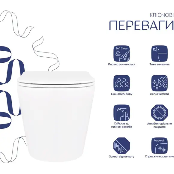 Безободковый подвесной унитаз Qtap Scorpio Ultra Quiet Rimless QT14332380AW (воронкообразный, с сиденьем), фото 14