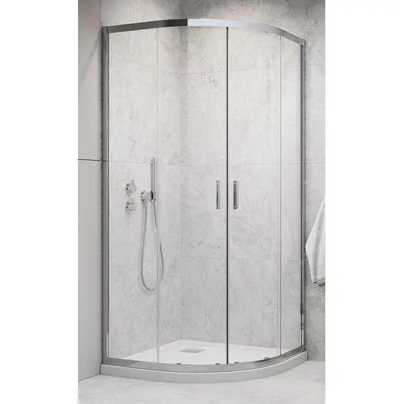 Комплект Radaway: душова кабіна Alienta A Chrome + піддон Lupo 10229090-01-01KL500 (90x90 см, прозоре скло, профіль хром, з сифоном), Доступні розміри: 90 x 90, фото 