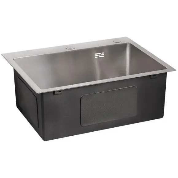 Мойка для кухни Lidz Handmade H5045 Brushed Steel LDH5045BRU3538347517 (50x45 см, брашированная сталь, 3.0/1.0 мм, с корзиной, сифоном и дозатором), Доступные размеры: 50 x 45, Цвет производителя: брашированная нержавеющая сталь, Тип поверхности: brash (брашированная, матовая), фото 3
