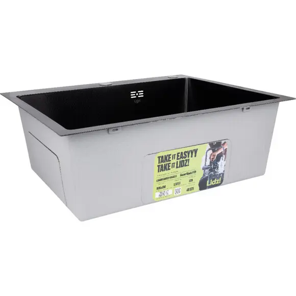 Мойка для кухни Lidz Handmade H6050HB Decor Black PVD Honeycomb LDH6050BDECPVD4837149129 (60x50 см, черный декор, 2.5/0.5 мм, с корзиной, сифоном и дозатором), Доступные размеры: 60 x 50, фото 9