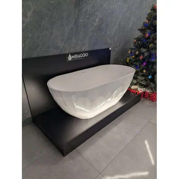 Мармурова ванна Miraggio Sapfire Miramarble 0002250 (165x76 см, окремостояча), Колір виробника: білий глянець, Технологія виробництва: Miramarble, фото , изображение 6