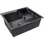 Кухонна мийка Kroner KRP Schwarze 6050HM PVD (Schwarze-6050HM, 60x50 см, 3.0/1.0 мм, з колландером та сифоном), Доступні розміри: 60x50, фото 