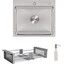 Мойка для кухни Lidz Handmade H5045 Brushed Steel LDH5045BRU3538347517 (50x45 см, брашированная сталь, 3.0/1.0 мм, с корзиной, сифоном и дозатором), Доступные размеры: 50 x 45, Цвет производителя: брашированная нержавеющая сталь, Тип поверхности: brash (брашированная, матовая), фото 