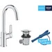 Змішувач для умивальника Grohe QuickFix Start L-Size 24203002 (високий, з донним клапаном), Колір виробника: хром, фото , изображение 2