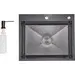 Мойка для кухни Lidz Handmade H6050HB Decor Black PVD Honeycomb LDH6050BDECPVD4837149129 (60x50 см, черный декор, 2.5/0.5 мм, с корзиной, сифоном и дозатором), Доступные размеры: 60 x 50, фото 8