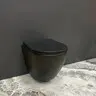 Безободковый подвесной унитаз VBI Vulcano Black Matt VBI-020412 (черный матовый, с сиденьем), Цвет производителя: черный матовый, фото 