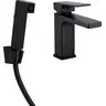 Змішувач для умивальника Qtap Gemini Black Matt QTGEM272BLM45690 (чорний матовий, з гігієнічним душем), Колір виробника: чорний матовий, фото 