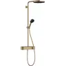 Душова система з термостатом Hansgrohe Pulsify S Showerpipe 260 1jet EcoSmart Brushed Bronze 24221140 (брашована бронза, з поличкою), Колір виробника: брашована бронза, фото 
