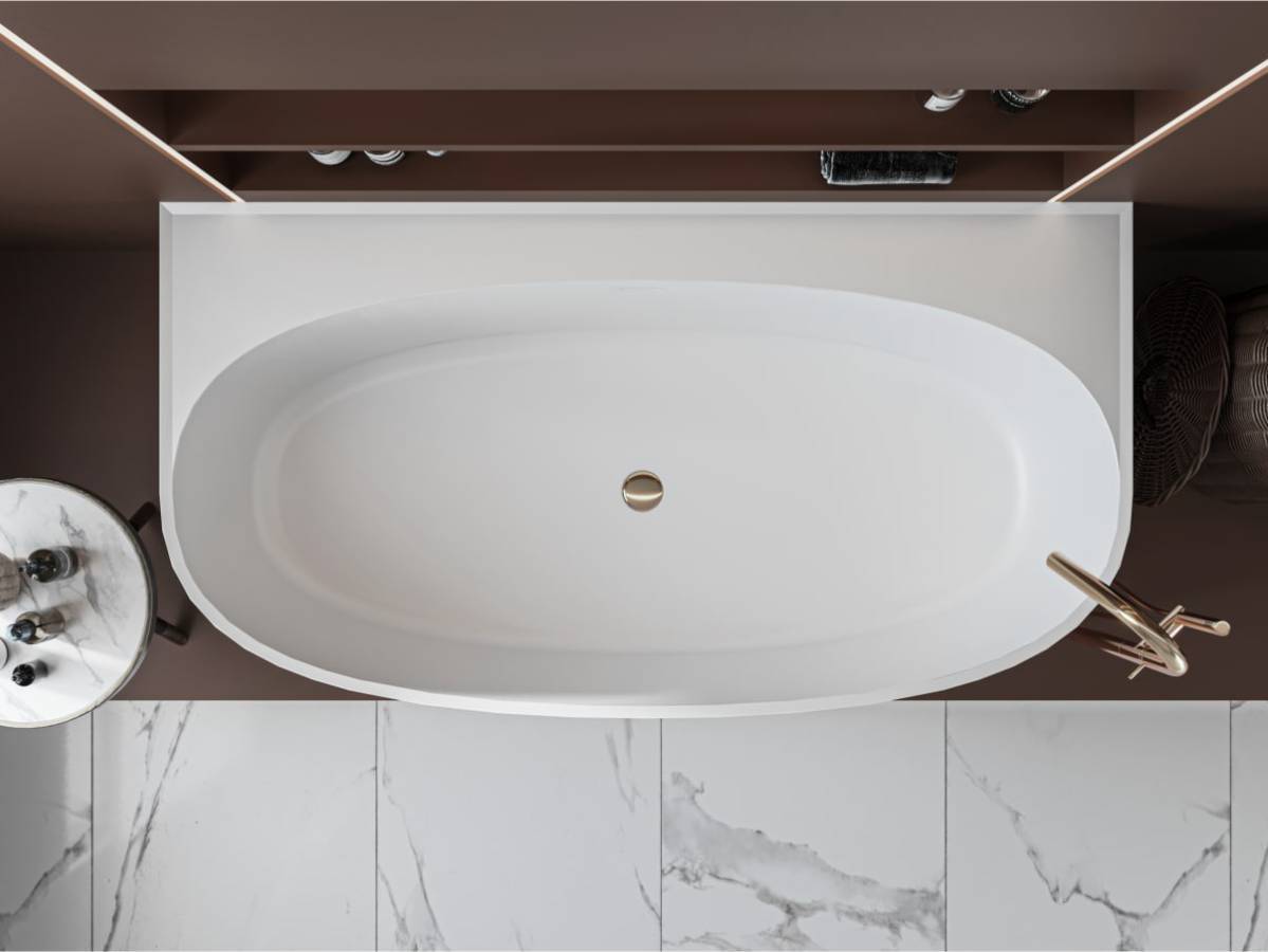 Мраморная ванна Miraggio Anna Miramarble 0001610 (160x85 см, пристенная ...