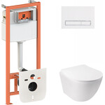 Унитаз подвесной Qtap Jay QT07335176W с инсталляцией Qtap Nest QT0133M425 и клавишей смыва M08V1384W (QT07335176W0133M425M08V1384W, с сиденьем и звукоизоляционной прокладкой), фото 