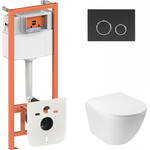 Унитаз подвесной Qtap Jay QT07335176W с инсталляцией Qtap Nest QT0133M425 и клавишей смыва M11V1146MB (QT07335176W0133M425M11V1146MB, с сиденьем и звукоизоляционной прокладкой), фото 