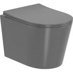 Безободковый подвесной унитаз Imprese Jess i11330MDG (темно-серый матовый, с сиденьем), фото 