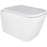 Безободковый подвесной унитаз Qtap Crow Ultra Quiet QT05335171W (воронкообразный, с сиденьем), фото 