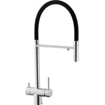 Смеситель для кухни Kroner KRP Edelstahl Klassisch ESG03815BLK (нержавейка/черный, c гибким изливом и подключением питьевой воды), Цвет производителя: нержавейка, черный, фото 