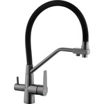 Смеситель для кухни Kroner KRP Edelstahl Klassisch PVD03817BLK (графит/черный, c гибким изливом и подключением питьевой воды), Цвет производителя: графит, черный, фото 