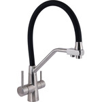 Смеситель для кухни Lidz Aria 020F3 Black Matt/Nickel LDARI020F3BNK37647 (черный матовый/никель, c гибким изливом и подключением питьевой воды), Цвет производителя: черный матовый, никель, фото 