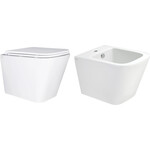 Комплект Qtap Tern QT1733052EUQW47437 (унитаз подвесной Qtap Tern Rimless QT17332303ASW + биде подвесное Qtap Tern QT17551303GW), фото 