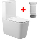 Безободковый унитаз-компакт Koller Pool Kvadro 1810550199+1050680199 (KR-0675-RC-C+KR-0675-RC-T+KP-6001, с сиденьем и гибкой подводкой), фото 