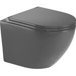 Безободковый подвесной унитаз Imprese Lesna Black Rimless i11546 black (черный матовый, с сиденьем), фото 