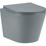 Безободковый подвесной унитаз Imprese Vltava c06309615 (антрацит матовый, c сиденьем), фото 