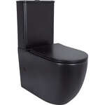 Безободковый унитаз-компакт Qtap Robin Ultra Quiet QT13226083AMB (черный матовый, воронкообразный, с сиденьем), Цвет производителя: черный матовый, фото 