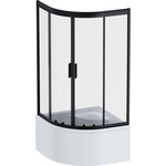 Душова кабіна Am.Pm Gem Deep 1/4 Round W90UG-401A9090-BT (90x90 см, прозоре скло, профіль чорний матовий), Доступні розміри: 90 x 90, Колір виробника: чорний матовий, фото 
