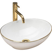 Раковина Rea Sofia Gold Edge REA-U3287 (41x34.5 см, біла/золота, чаша), Доступні розміри: 41 x 34, Колір виробника: білий глянець, золотий бортик, фото 