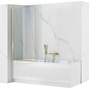 Штора на ванну Rea Elegant Gold 70 REA-W5600 (70x140 см, прозоре скло, профіль золотий), фото 