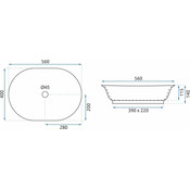 Раковина Rea Roma Marble Black Matt REA-U5609 (56x40 см, мармур, чаша), фото , изображение 6