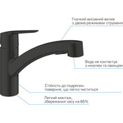 Смеситель для кухни Grohe QuickFix Start 303072431 (черный матовый, с выдвижной лейкой), фото 2