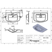 Раковина Miraggio Dea 800 Miramarble Matt 0002452 (80x54 см, белая матовая, с крылом), Доступные размеры: 80 x 15, Цвет производителя: белый матовый, Технология производства: Miramarble Matt, фото 4