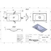 Раковина Miraggio Jessel 800 Mirastone gray 0001467 (80x45 см, серая матовая, с крылом), Доступные размеры: 80 x 45, Цвет производителя: серый, Технология производства: Mirastone, фото 4