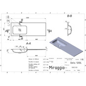 Раковина-столешница Miraggio Della 1200 L Miramarble Matt 0000913 (120x45 см, белая матовая, с крылом), Доступные размеры: 120 x 45 L, Цвет производителя: белый матовый, Технология производства: Miramarble Matt, фото 4