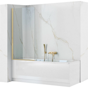 Штора на ванну Rea Elegant Brushed Gold REA-W6600 (70x140 см, прозоре скло, профіль брашоване золото), фото 