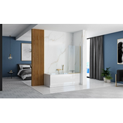 Штора на ванну Rea Elegant Brushed Gold REA-W6600 (70x140 см, прозоре скло, профіль брашоване золото), фото , изображение 4