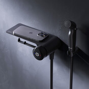 Гігієнічний душ із змішувачем Am.Pm X-Joy TouchReel F0H85A822 (чорний матовий, з полицею та паперотримачем), Колір виробника: чорний матовий, фото , изображение 2
