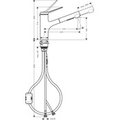 Смеситель для кухни Hansgrohe Zesis M33 Eco pull-out spray Chrome 74810000 (с выдвижной лейкой), фото 5