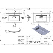 Умывальник Miraggio Erica 900 Miramarble Matt 8813493 (90x50 см, белый матовый, с крылом), Доступные размеры: 90 x 50, Цвет производителя: белый матовый, Технология производства: Miramarble Matt, фото 4