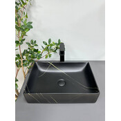 Умивальник VBI Latina Marble Matt VBI-013103 (50x35 см, чорний матовий мармур), Доступні розміри: 50 x 35, Колір виробника: чорний мармур матовий, фото , изображение 3