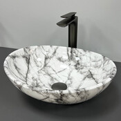 Раковина VBI Parma Statuario Black Veins VBI-011009 (40x33 см, сірий мармур, чаша), Доступні розміри: 40 x 33, Колір виробника: темний мармур, фото 