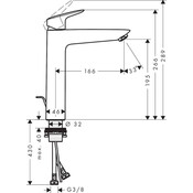 Змішувач для умивальника Hansgrohe Logis Black Matt 71090670 (чорний матовий, високий, з донним клапаном), Колір виробника: чорний матовий, фото , изображение 2