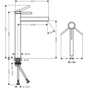 Змішувач для умивальника Hansgrohe Finoris Black Matt 76070670 (чорний матовий, високий, з донним клапаном), Колір виробника: чорний матовий, фото , изображение 4