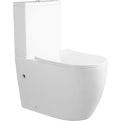 Безобідковий унітаз-компакт Qtap Grand Ultra Quiet QT26228301W (воронкоподібний, з сидінням), фото 