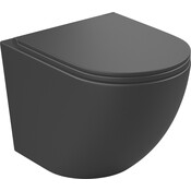 Безобідковий підвісний унітаз Koller Pool Round 1822560698 (RN-0520-RQ-MB, чорний матовий, воронкоподібний, з сидінням), фото 