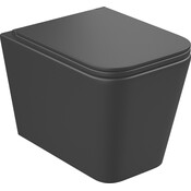 Безободковый подвесной унитаз Koller Pool Kvadro 1810560698 (KR-0530-RQ-MB, черный матовый, воронкообразный, с сиденьем), Цвет производителя: черный матовый, фото 