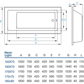 Акриловая ванна Koller Pool Neon Light NEONLIGHT170X70 (170x70 см), Доступные размеры: 170 x 70, фото 4