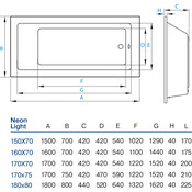 Акриловая ванна Koller Pool Neon Light NEONLIGHT170X75 (170x75 см), Доступные размеры: 170 x 75, фото 4