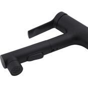 Змішувач для умивальника Kroner KRP Edelstahl Klassisch SCH030-T (чорний матовий, з висувною лійкою), фото , изображение 5