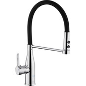 Смеситель для кухни Kroner KRP Ersel C03111BLK (хром/черный, с гибким изливом), фото 